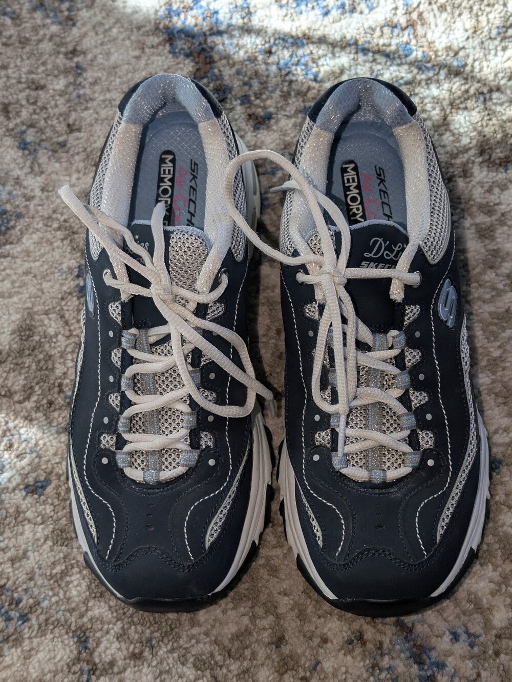 Skechers D'lites Navy Blue/Baby Blue & White